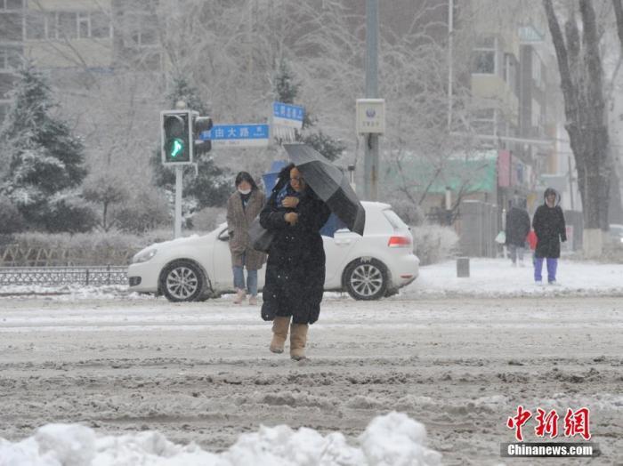 資料圖：11月19日，吉林長春，市民冒雪出行。 當日，吉林長春遭遇暴雪天氣。 中新社記者劉棟攝
