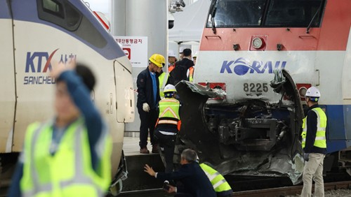 韓國兩列火車發生追尾事故 致4人受傷