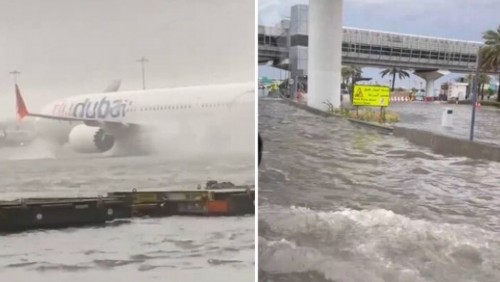 75年罕見暴雨來襲，杜拜機場出現“飛機泡水裏”畫面